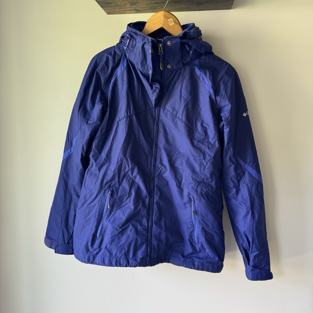 Columbia Bugaboo 3-in-1 Interchange Omni-Tech Blue Rain Shell Jacket Women's L